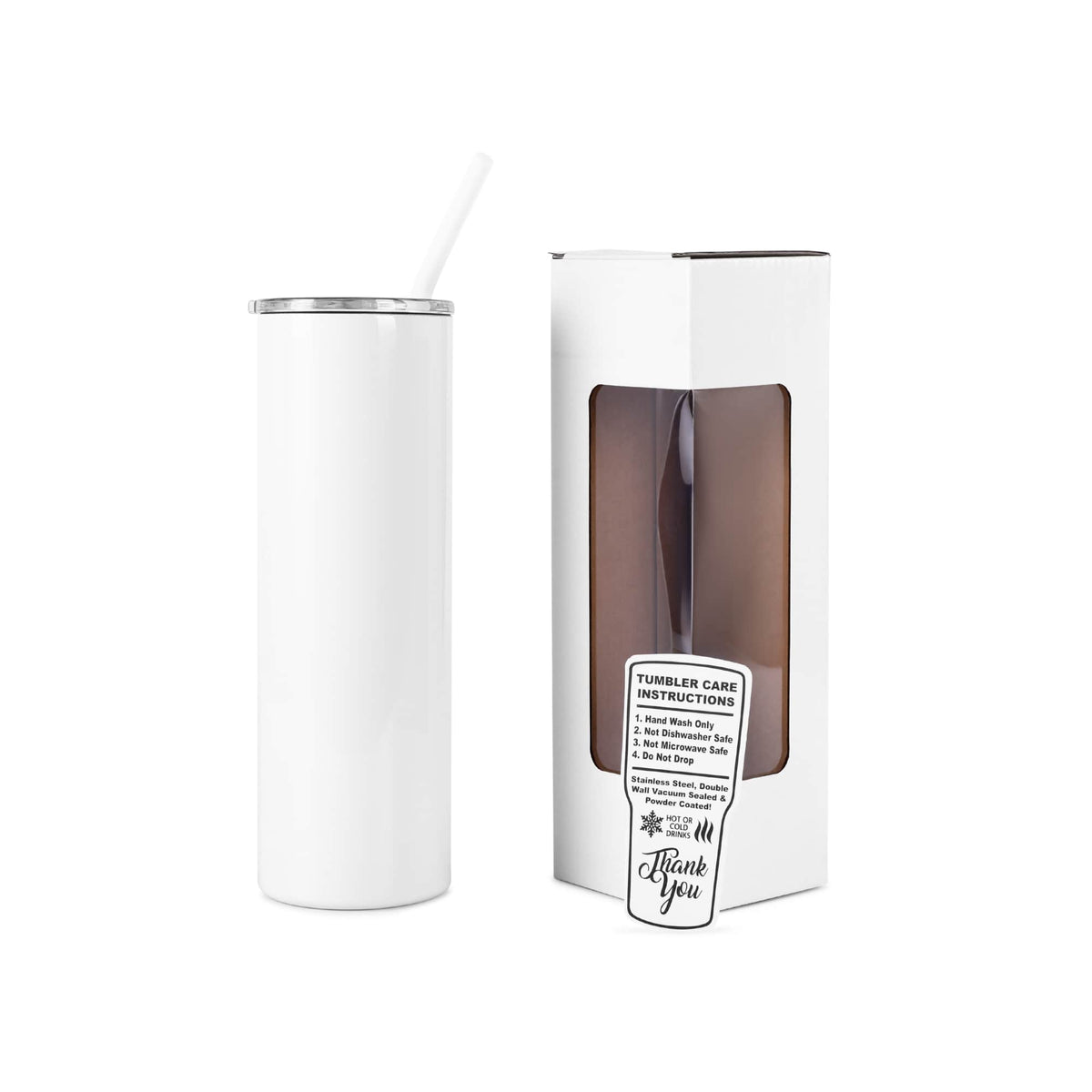 20 oz Skinny tumbler - White