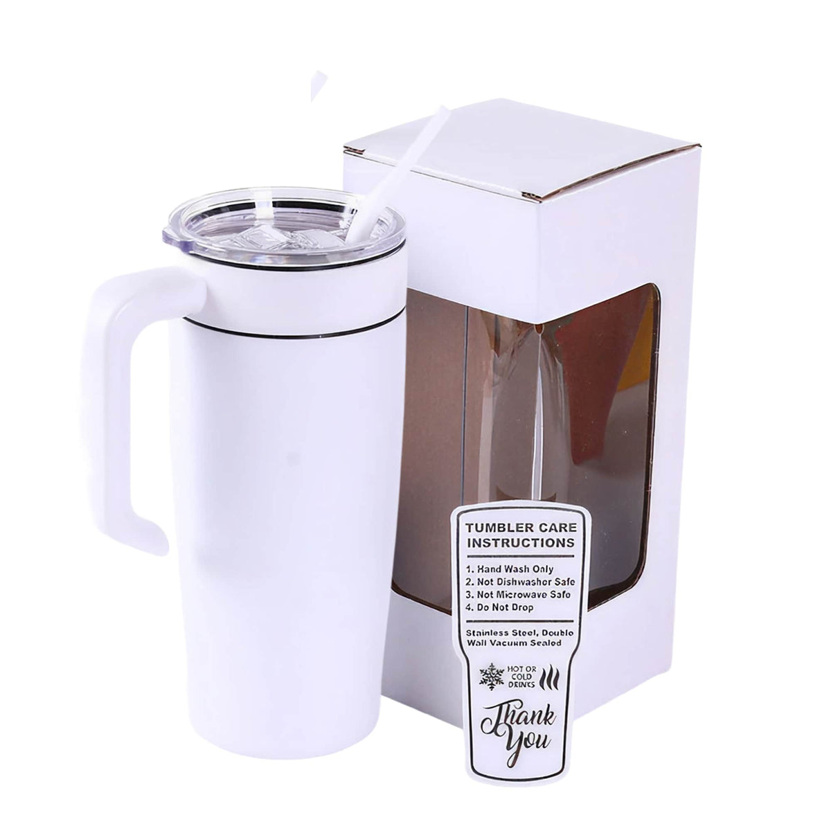 20 oz Classic with Matching Handle tumbler - White