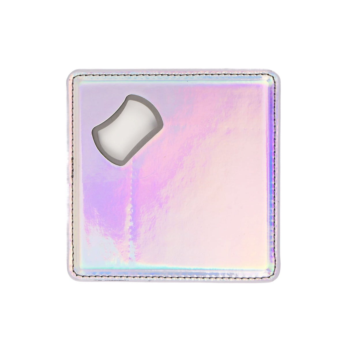 Holographic blank magnetic leatherette bottle opener coaster