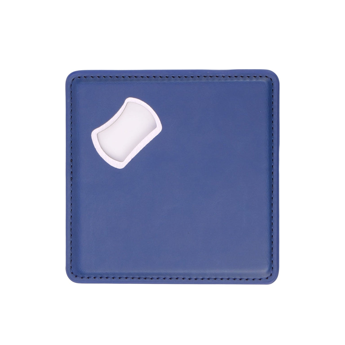 Navy blank magnetic leatherette bottle opener coaster