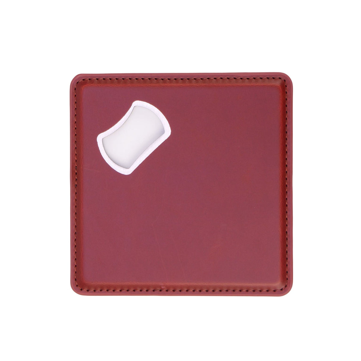 Red blank magnetic leatherette bottle opener coaster