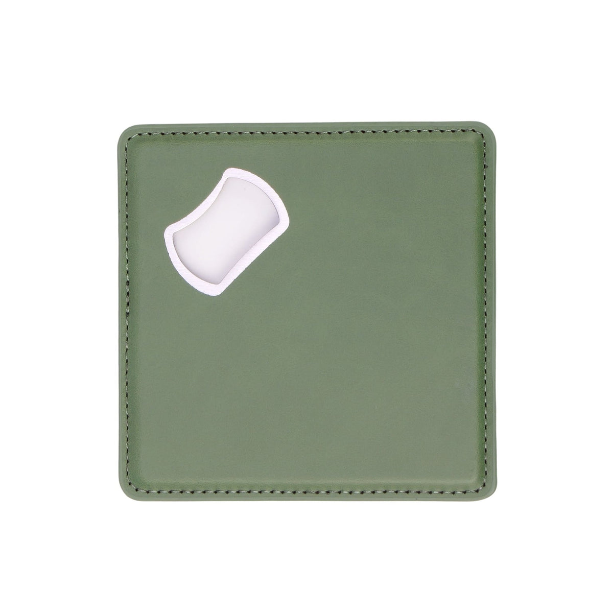 Sage blank magnetic leatherette bottle opener coaster