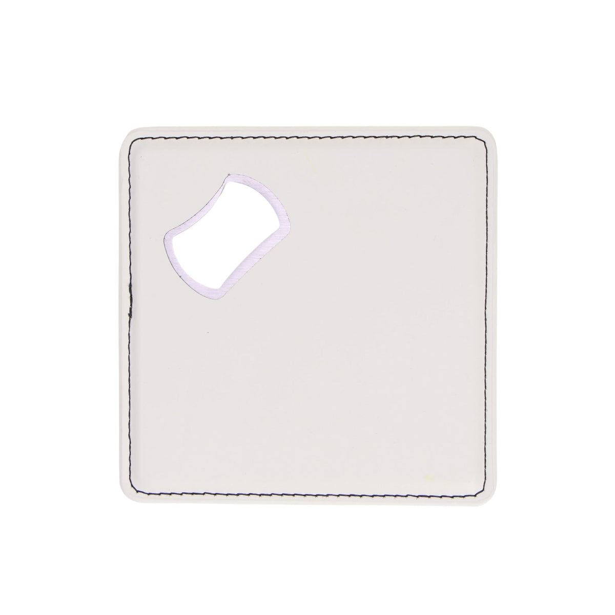 White blank magnetic leatherette bottle opener coaster
