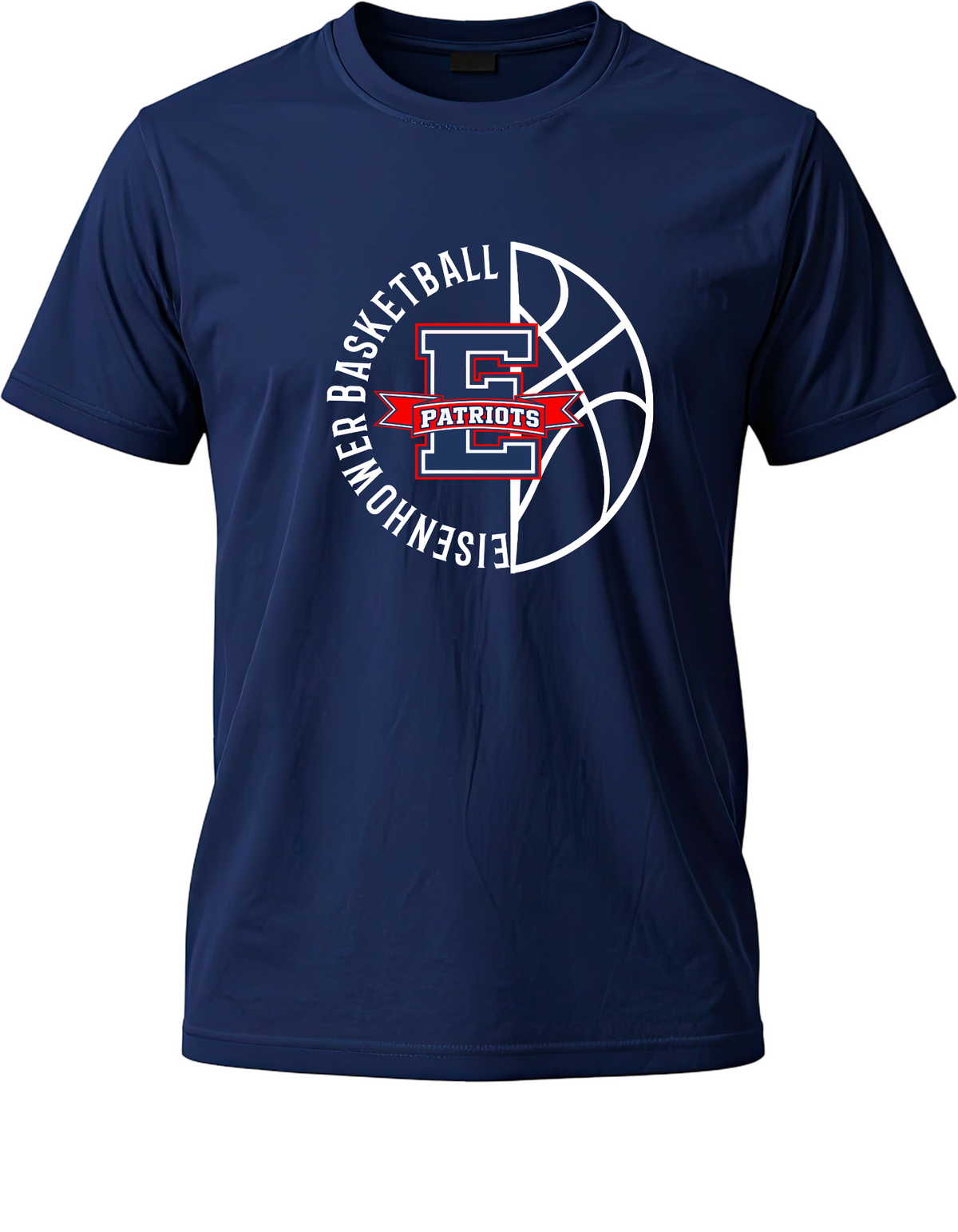 Eisenhower Basketball E Logo Navy tee