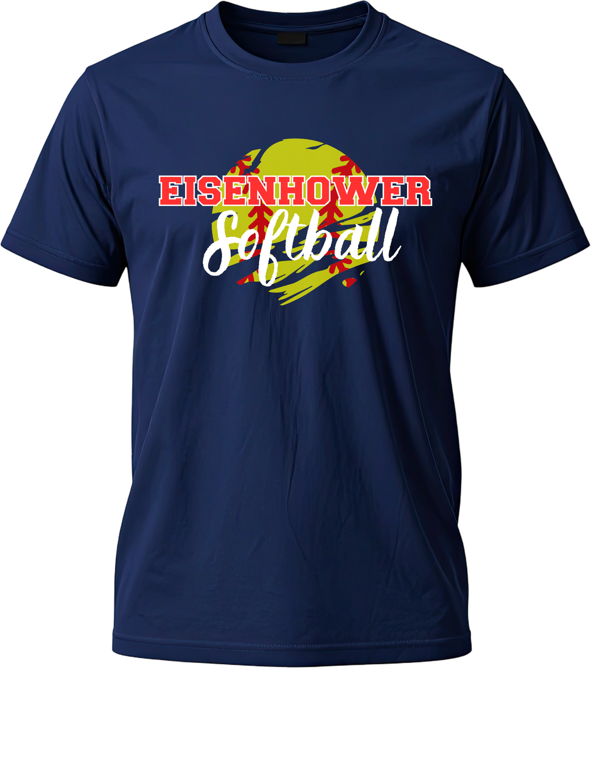 Eisenhower Softball Distressed Ball Navy tee
