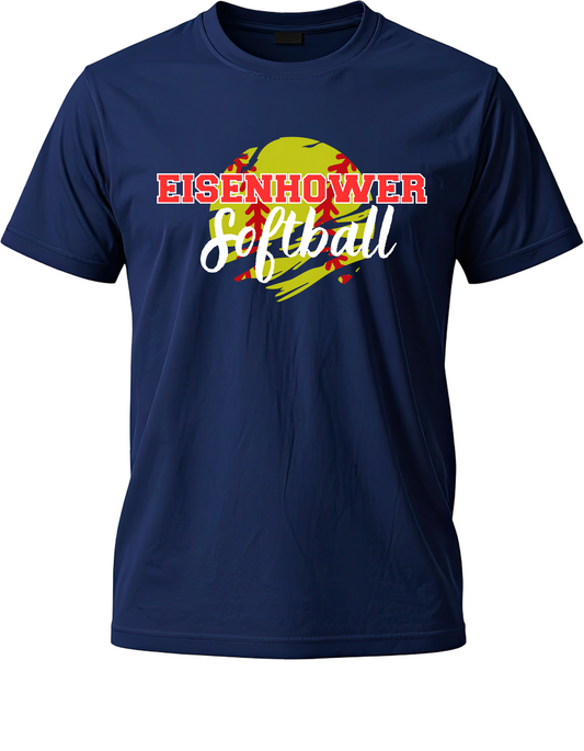 Eisenhower Softball Distressed Ball Navy tee