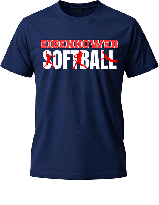 Eisenhower Softball Player Silhouette Navy tee