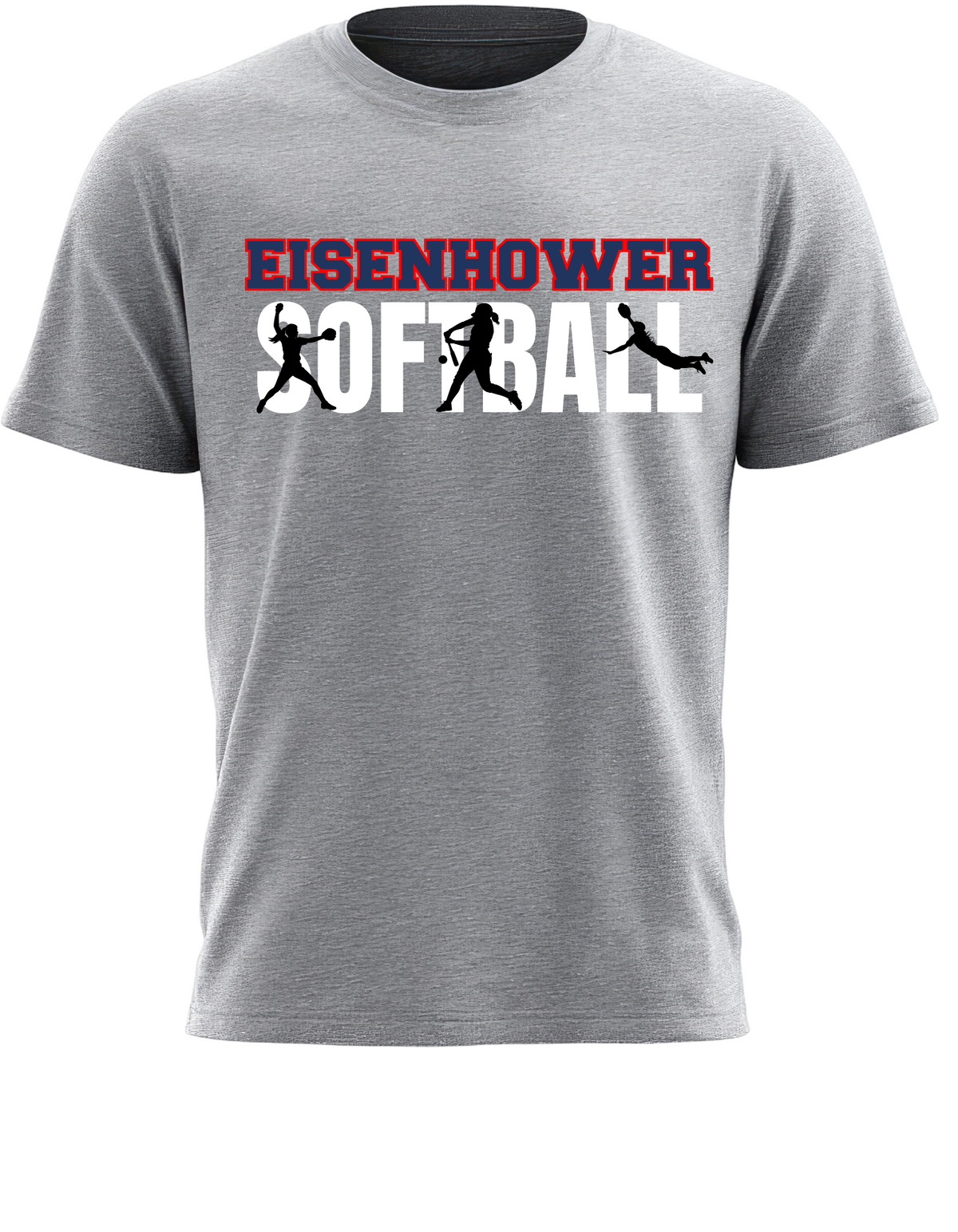 Eisenhower Softball Player Silhouette Sport Gray tee