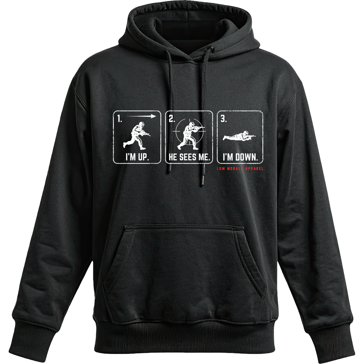 I'm Up. He Sees Me. I'm Down. black hoodie mockup