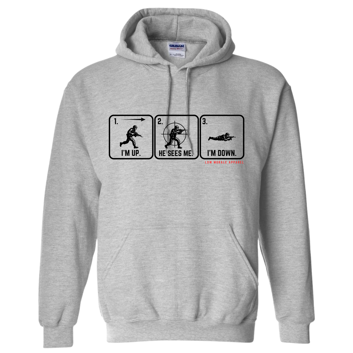 I'm Up. He Sees Me. I'm Down. gray hoodie mockup