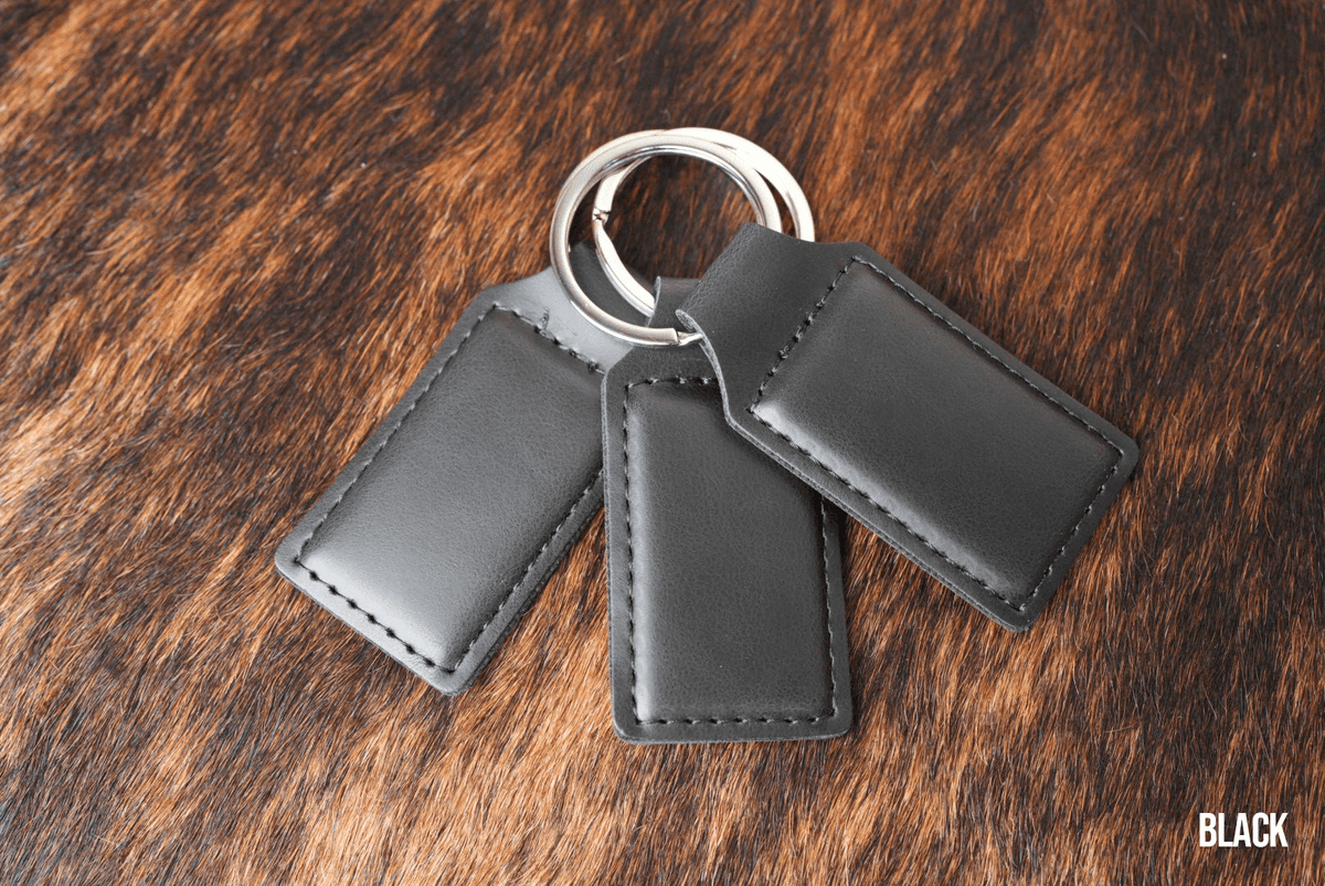 Black premium leatherette keychain blank