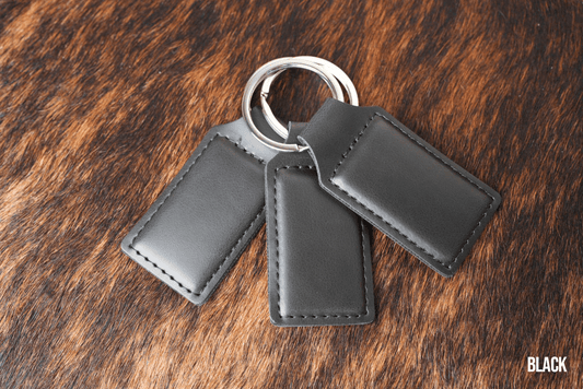 Black premium leatherette keychain blank