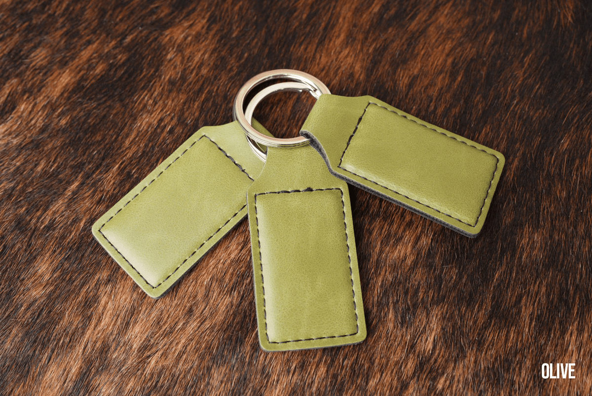 Olive premium leatherette keychain blank