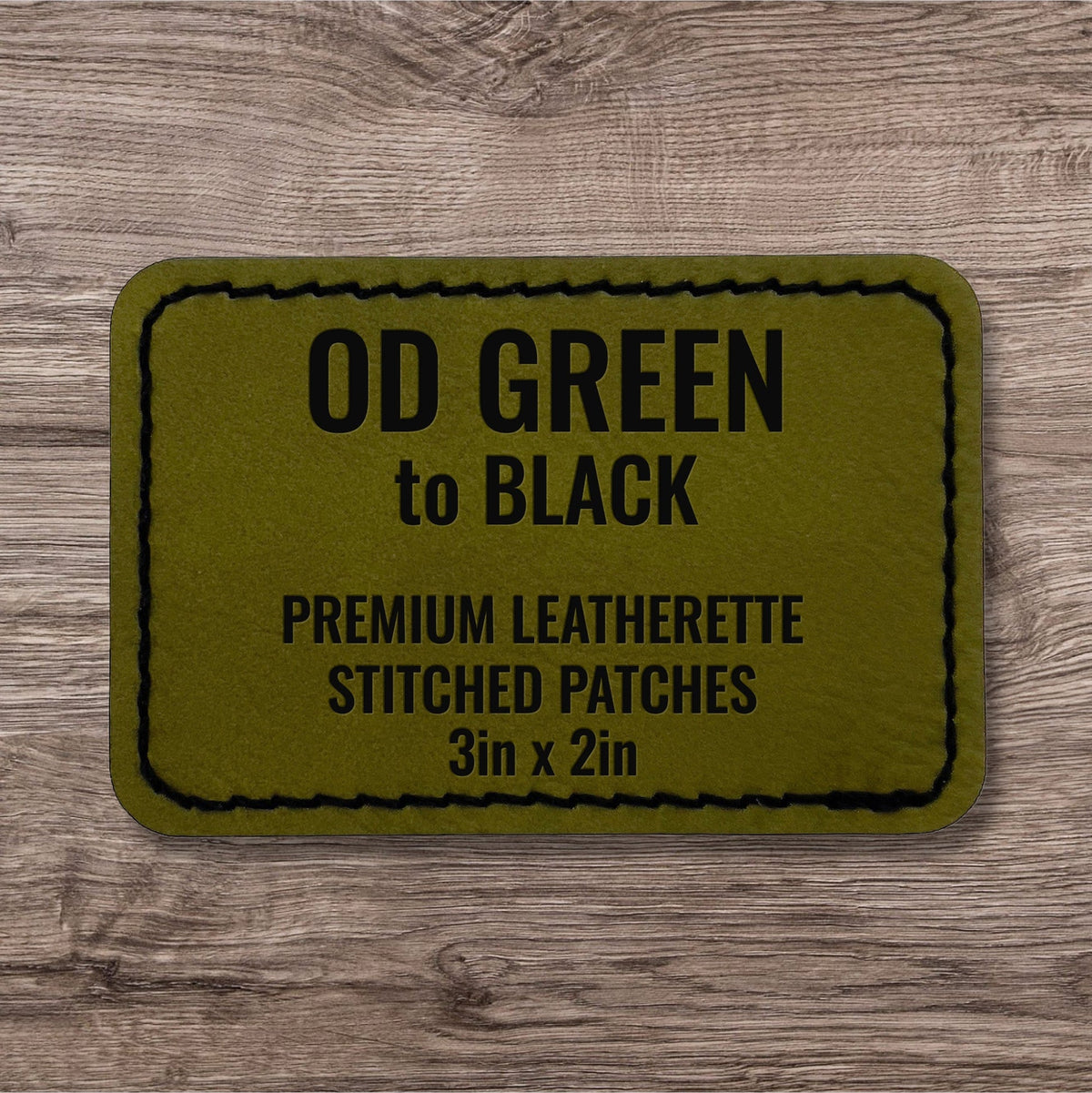 OD Green premium leatherette stitched patch with black stitching