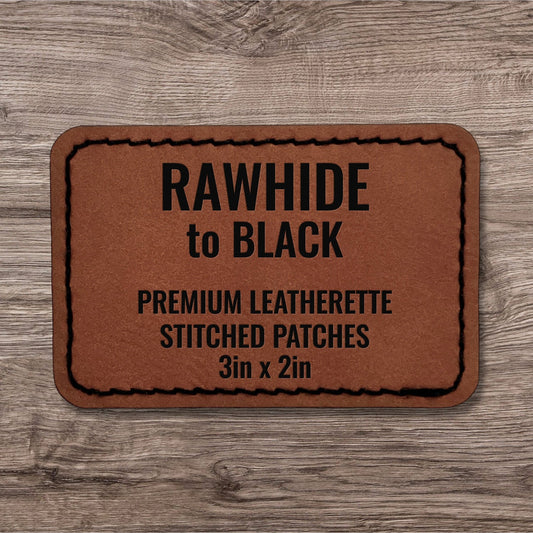 Rawhide premium leatherette stitched patch with black stitching