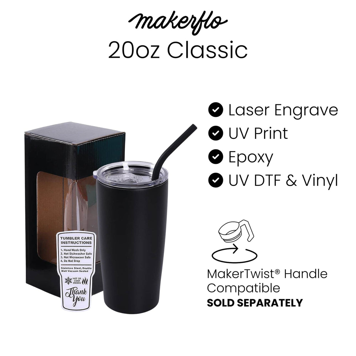 20 oz Classic black powder-coated tumbler