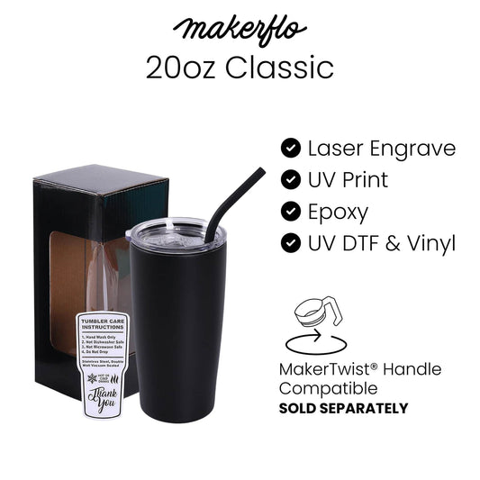 20 oz Classic black powder-coated tumbler