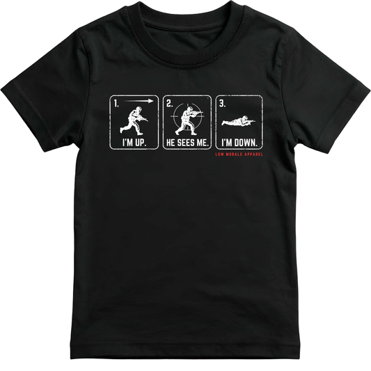 I'm Up. He Sees Me. I'm Down. black tee mockup