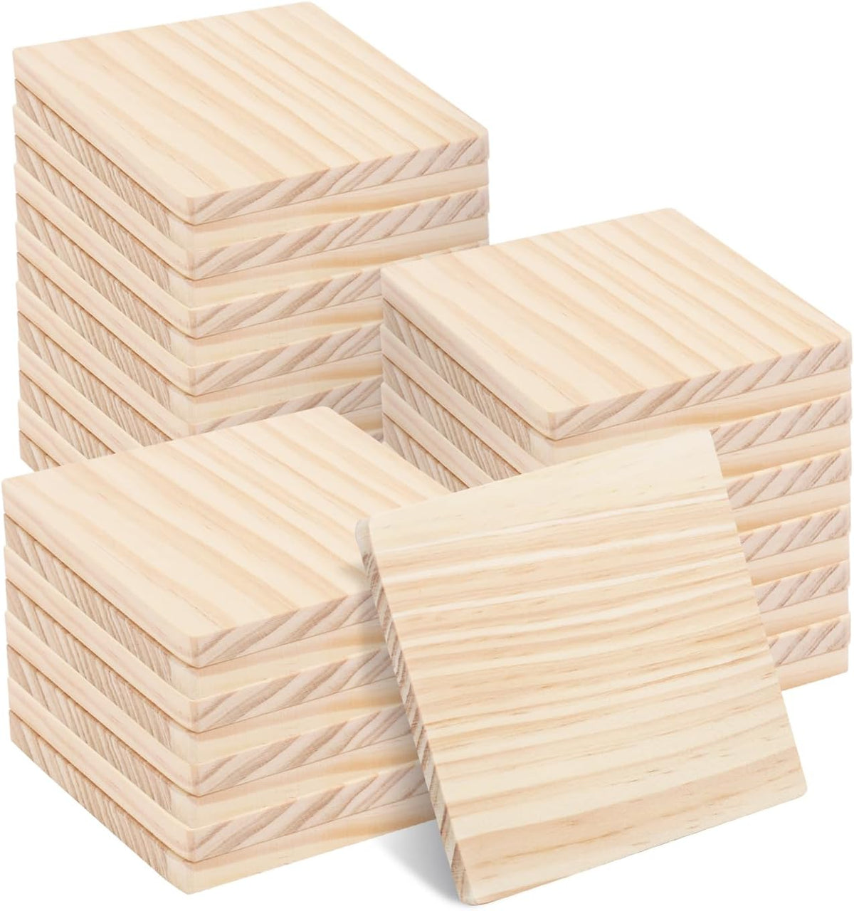 Unfinished 4-inch square natural wood coaster blanks